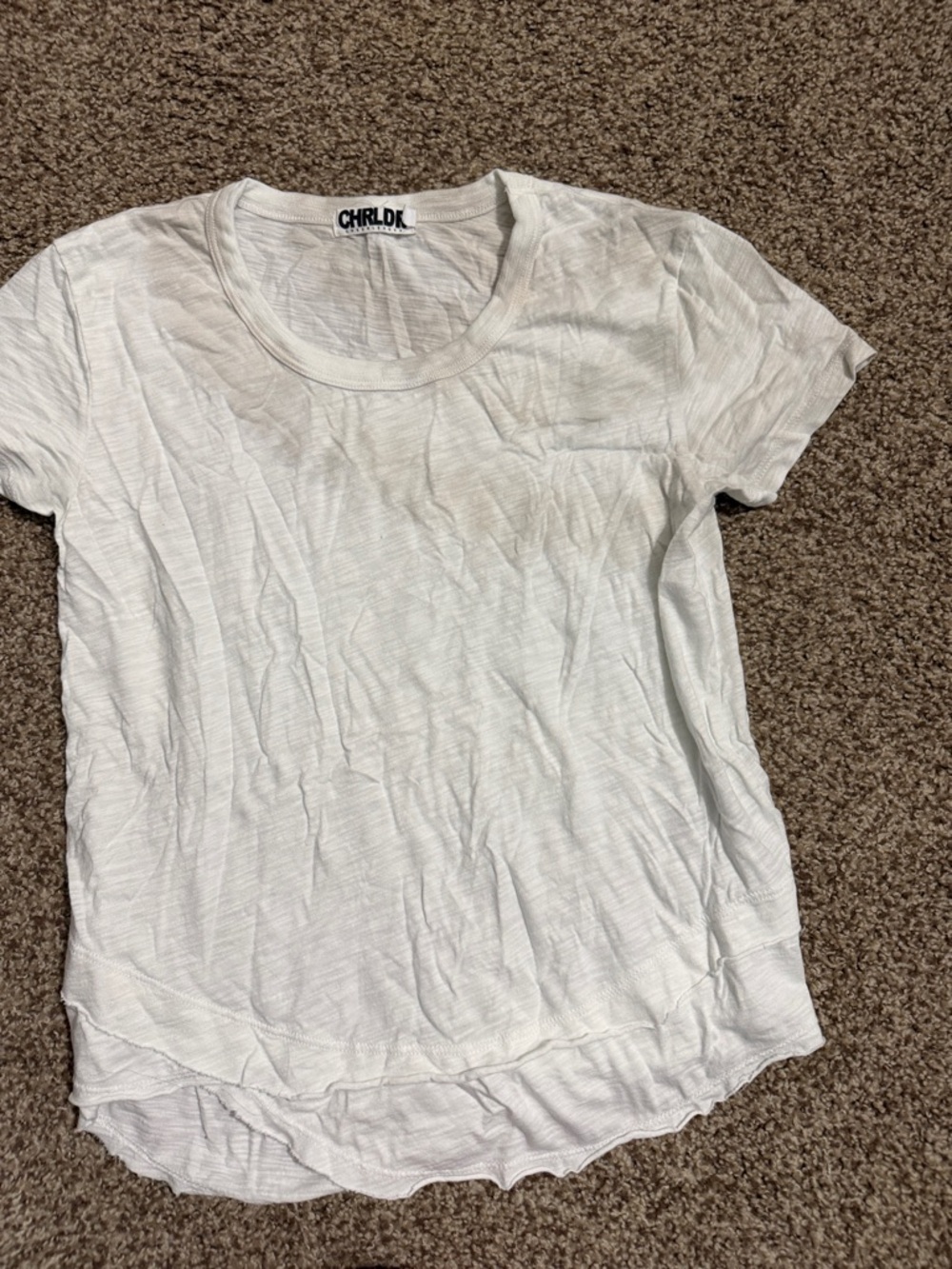 Chrldr White Crewneck Short Sleeve Top nwot size xs ombre 2 color toned